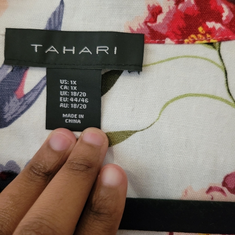 Tahari Women's Plus Size White Floral Linen Blend Shirt Jacket. Size 1X Coastal - Picture 10 of 13